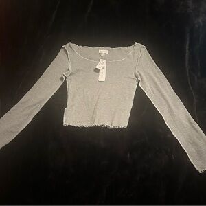 Top Shop Light Gray Long Sleeve Blouse